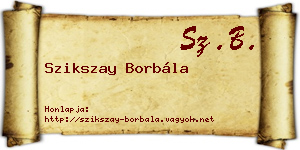 Szikszay Borbála névjegykártya