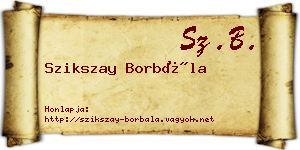 Szikszay Borbála névjegykártya